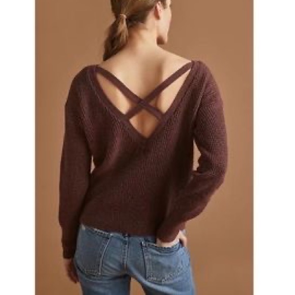NWT Anthropologie Maeve Cross-Back Sweater Cocoa Brown Large - Picture 2 of 8